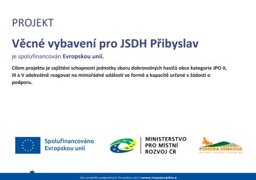 Projekt Věcné vybavení pro JSDH Přibyslav